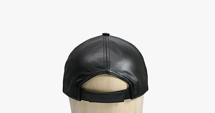 Svart lær justerbar baseball caps | Luvikno