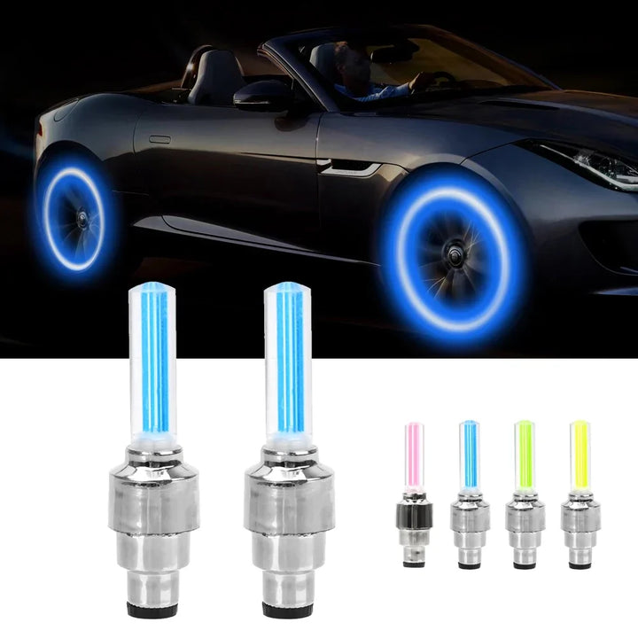 2 stk bilhjul LED-lampe, motorsykkel sykkel dekk ventilhette Luvikno