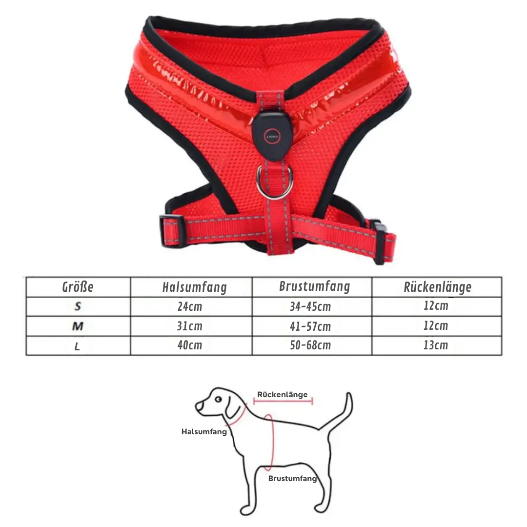 LED Hundesele USB oppladbar og justerbar Luvikno