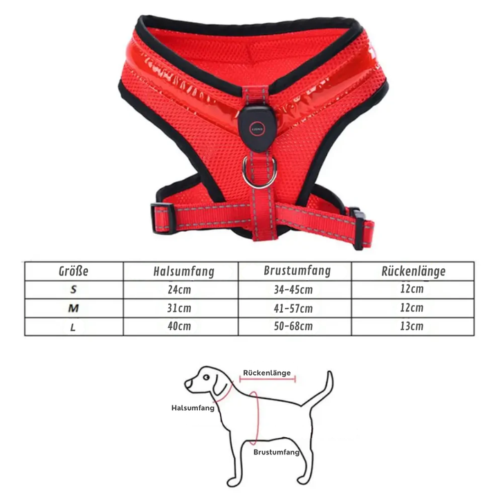 LED Hundesele USB oppladbar og justerbar Luvikno