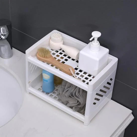 Dobbel Lag Plastic Stroge Organizer Shelf Luvikno