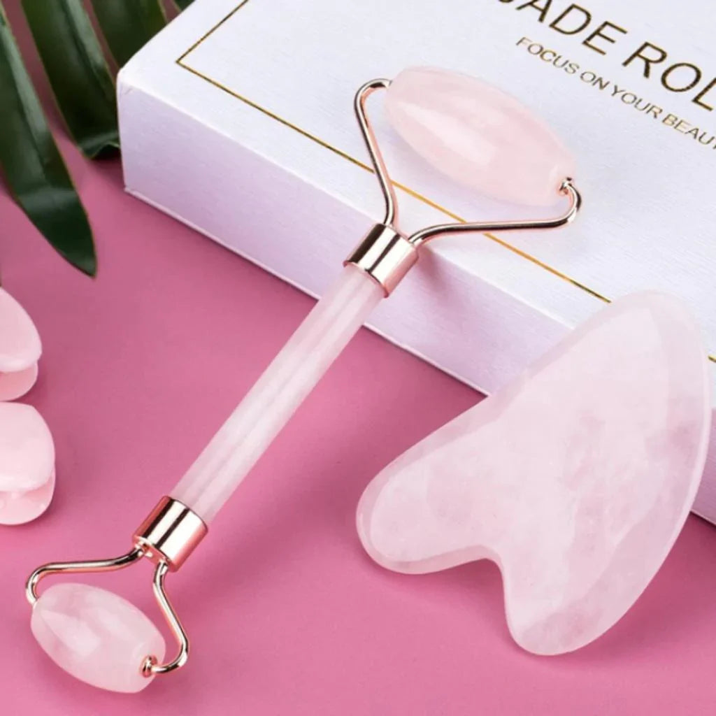 Jade Roller & Gua Sha, Ansiktsrulle, Ansikts skjønnhetsrulle hudpleieverktøy, Luvikno