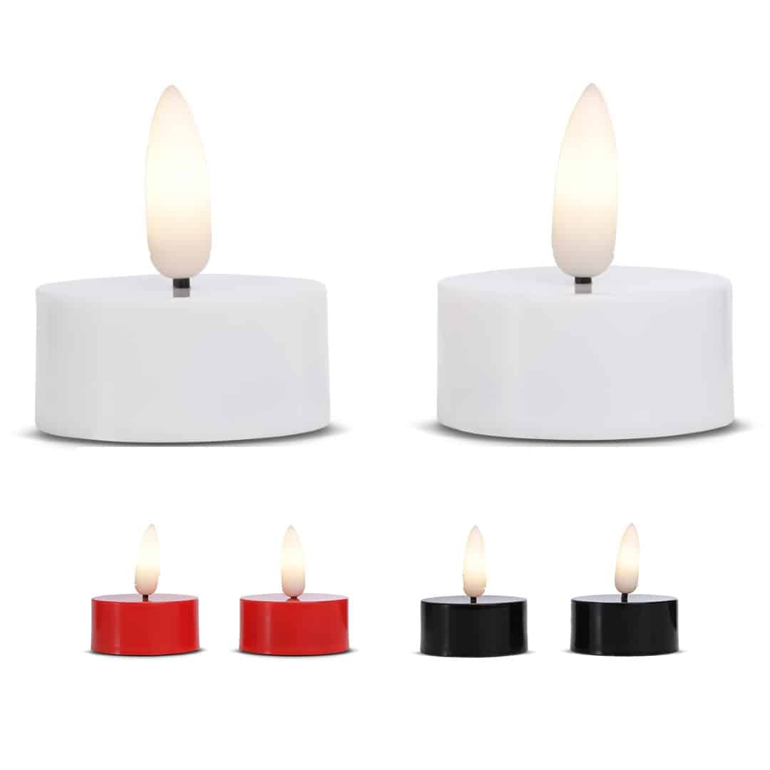 LED Tealight laget av plast med realistisk bevegelig flamme 3.8x2cm (2 stk.) | Luvikno