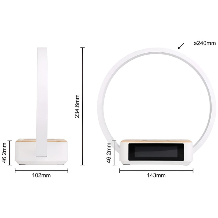 Luvikno | Moderne Bordlampe med Trådløs Lader og Alarmfunksjon