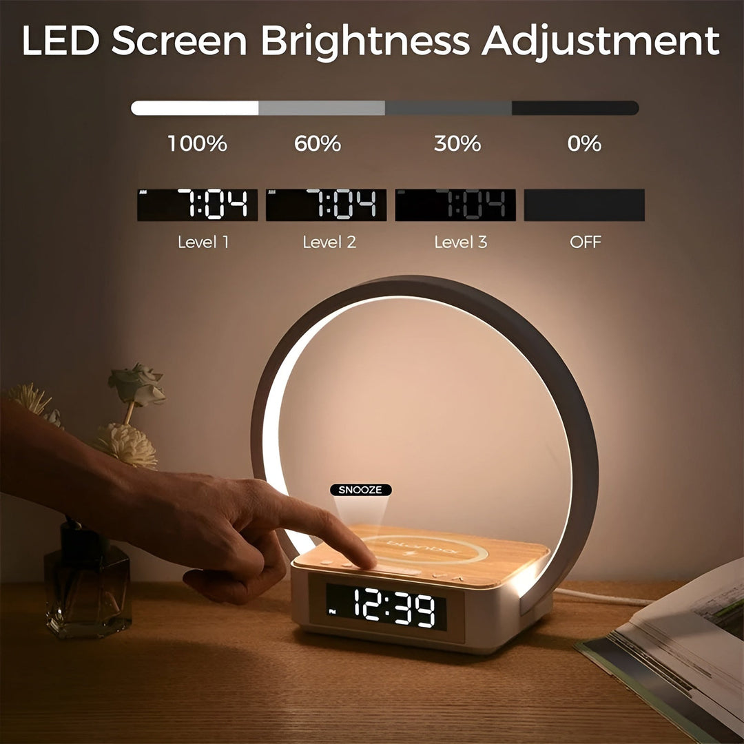 Luvikno | Moderne Bordlampe med Trådløs Lader og Alarmfunksjon