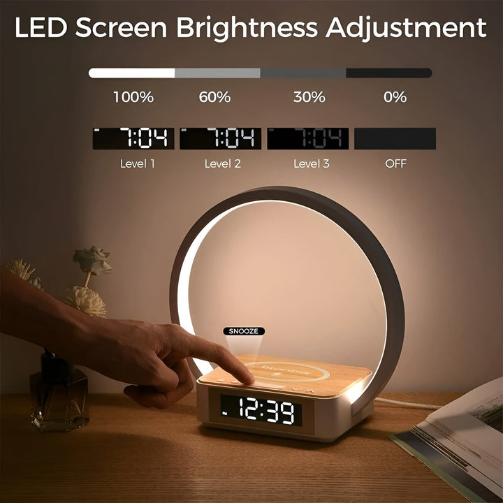 Luvikno | Moderne Bordlampe med Trådløs Lader og Alarmfunksjon