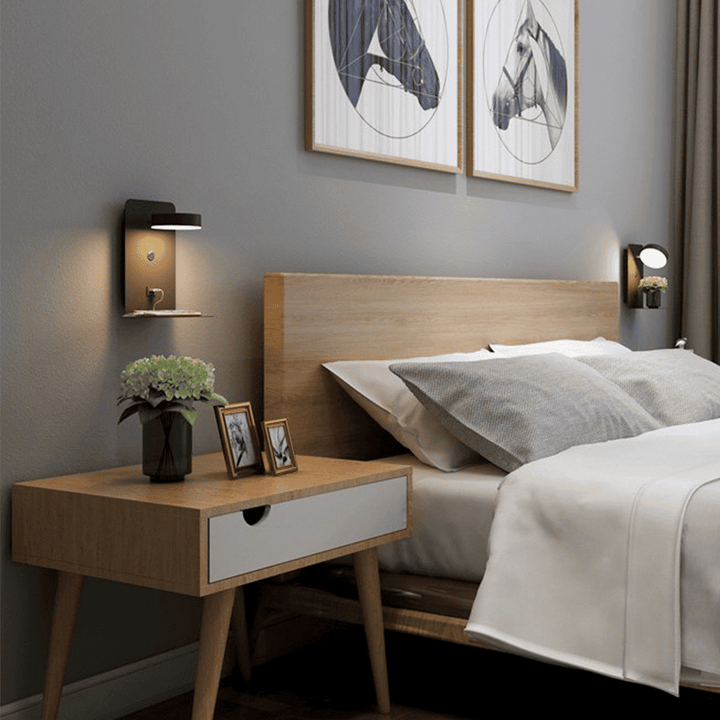 Luvikno | LED Vegglampe med Hylle | Myk Glød, Moderne Design & Ideell for å Skape en Festlig Atmosfære i Soverommet