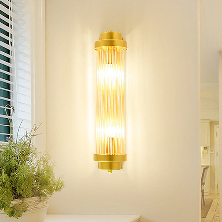 Cylinder Soverom Vegglampe Sconse Vintage Klart Glass 2 Hoder Gull LED Veggbelysning Armatur | Luvikno