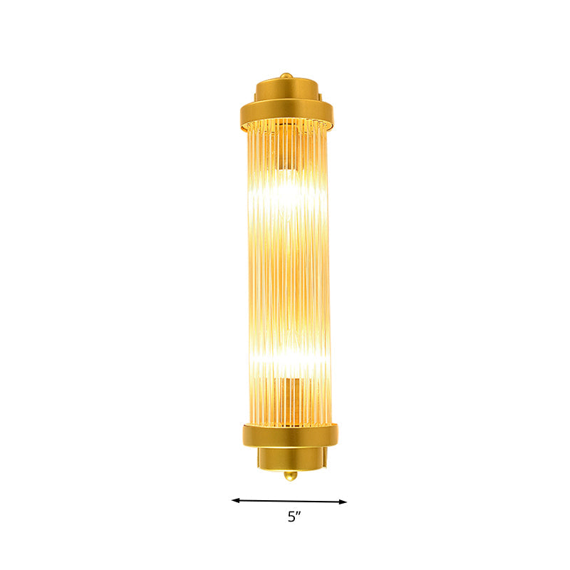 Cylinder Soverom Vegglampe Sconse Vintage Klart Glass 2 Hoder Gull LED Veggbelysning Armatur | Luvikno