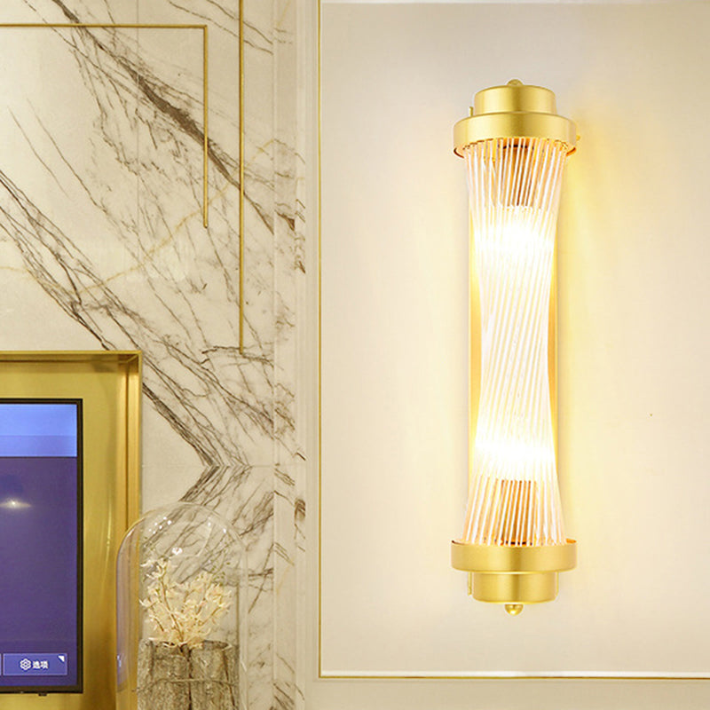 Cylinder Soverom Vegglampe Sconse Vintage Klart Glass 2 Hoder Gull LED Veggbelysning Armatur | Luvikno