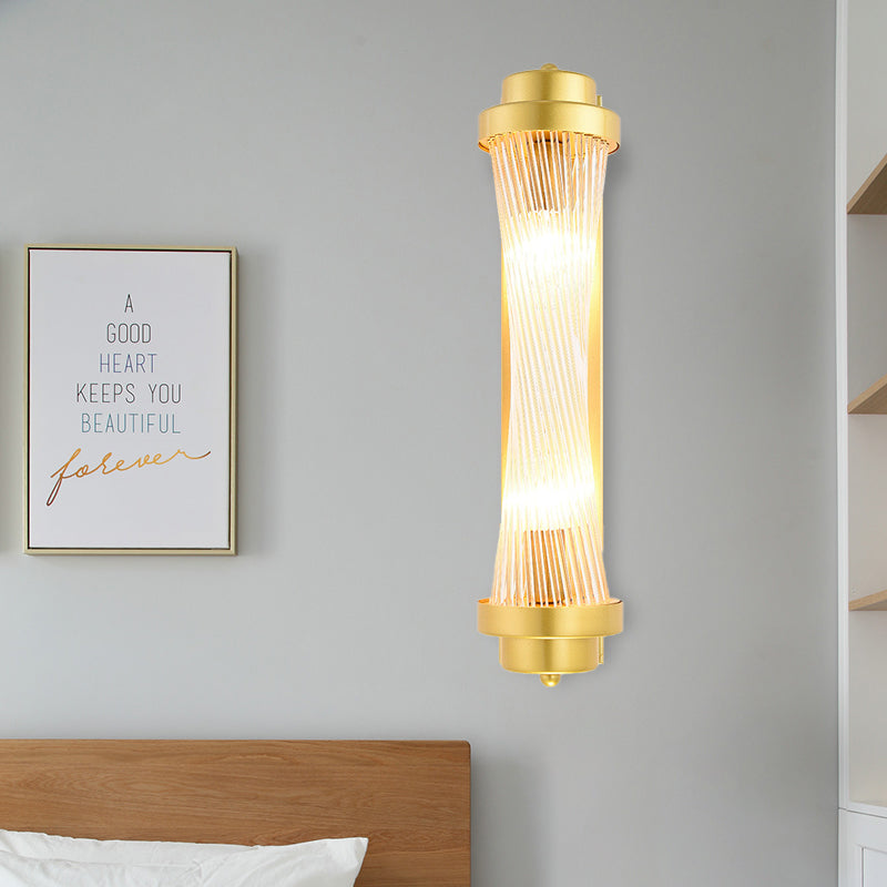 Cylinder Soverom Vegglampe Sconse Vintage Klart Glass 2 Hoder Gull LED Veggbelysning Armatur | Luvikno