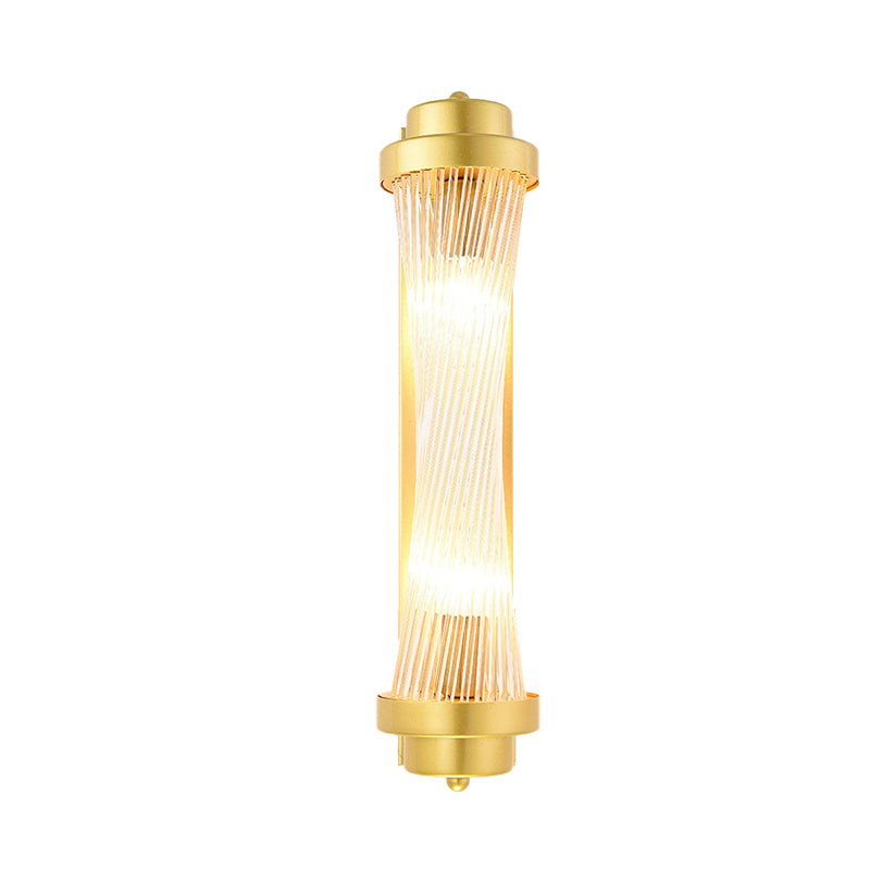 Cylinder Soverom Vegglampe Sconse Vintage Klart Glass 2 Hoder Gull LED Veggbelysning Armatur | Luvikno