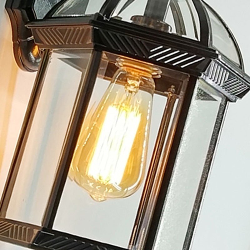 Tradisjonell europeisk vanntett aluminiums glass heksagonal prisme 1-lampe vegglampe for hagen | Luvikno