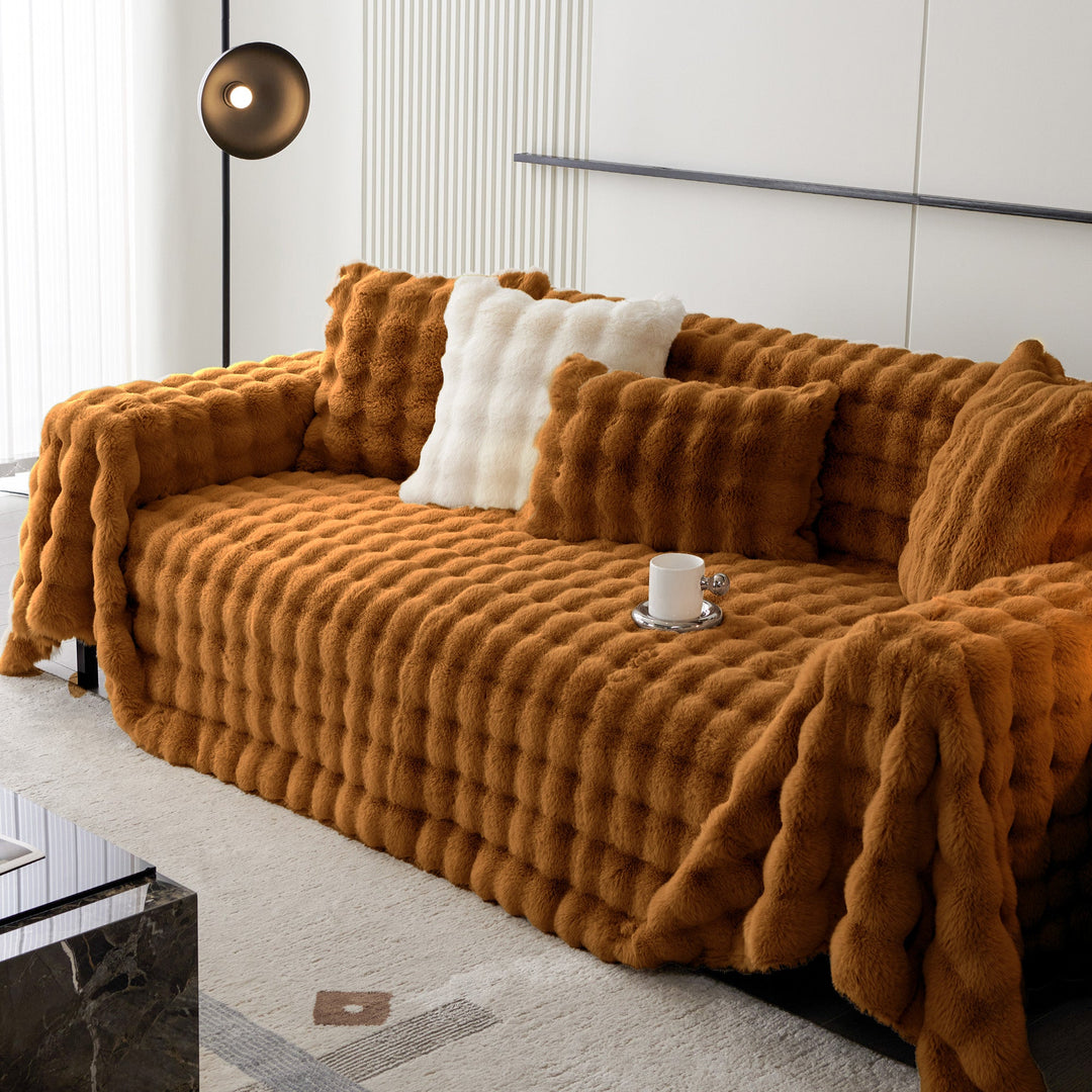 Luksus Ripple Faux Fur Sofa Deksel - Moderne, Stilig & Holdbar Sofa Beskyttelse | Luvikno