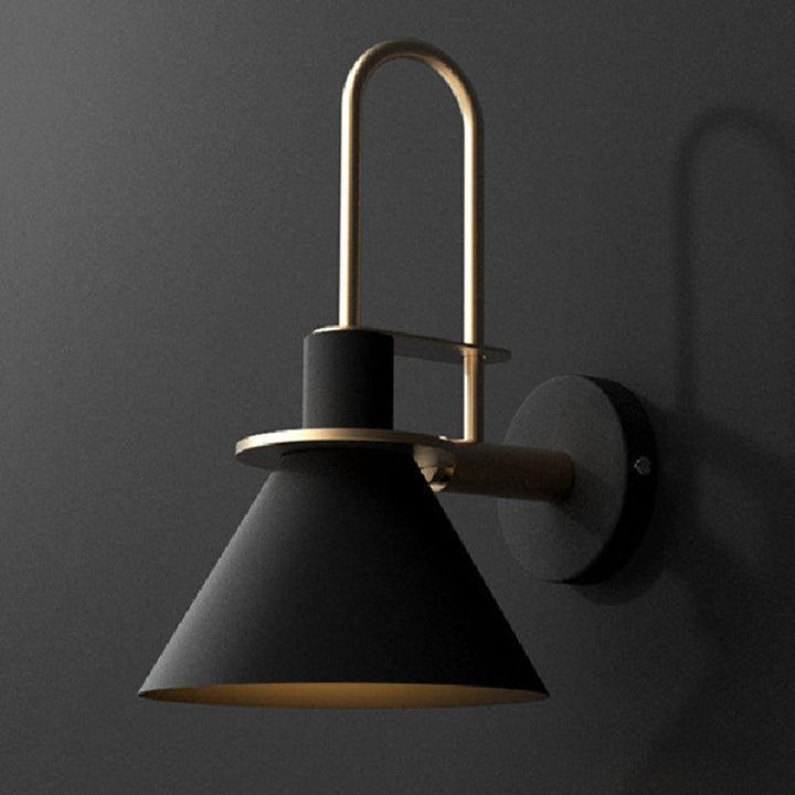 1 Lys Nattbord Veggmontert Lys Enkel Svart/Hvit/Grønn Vegglampe med Kjegleformet Metallskjerm | Luvikno