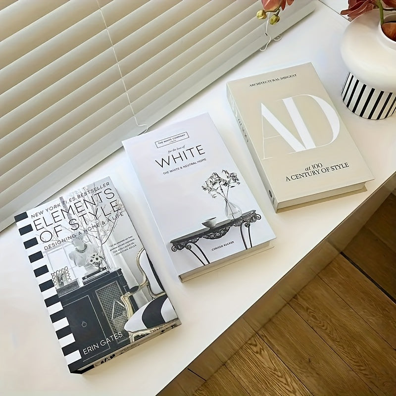 ChicDecor - Sett med 3 elegante bøker for interiørstil Luvikno