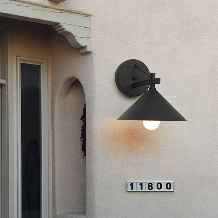 Metall Kjegle Vegg Henge Lys Vintage 1 Lys Utendørs Vegglampe Belysningsanordning i Svart/Antikk Messing/Brunert Sølv | Luvikno