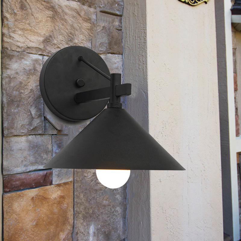 Metall Kjegle Vegg Henge Lys Vintage 1 Lys Utendørs Vegglampe Belysningsanordning i Svart/Antikk Messing/Brunert Sølv | Luvikno