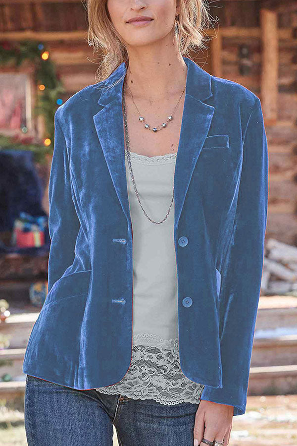 Luvik | Samt yksivärinen muotitietoinen rento takki