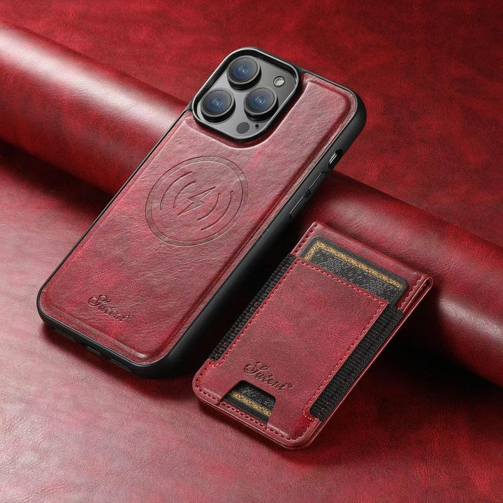 LuxCase lærveske med kortlomme og stativ – Passer for iPhone | Luvikno