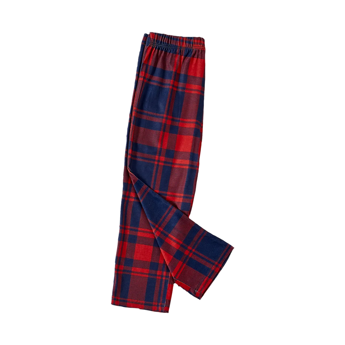 Luvik | Santa Claus Print Blue Pitkähiha Shirt with Red and Blue Checked Christmas Family Matching Pajamat