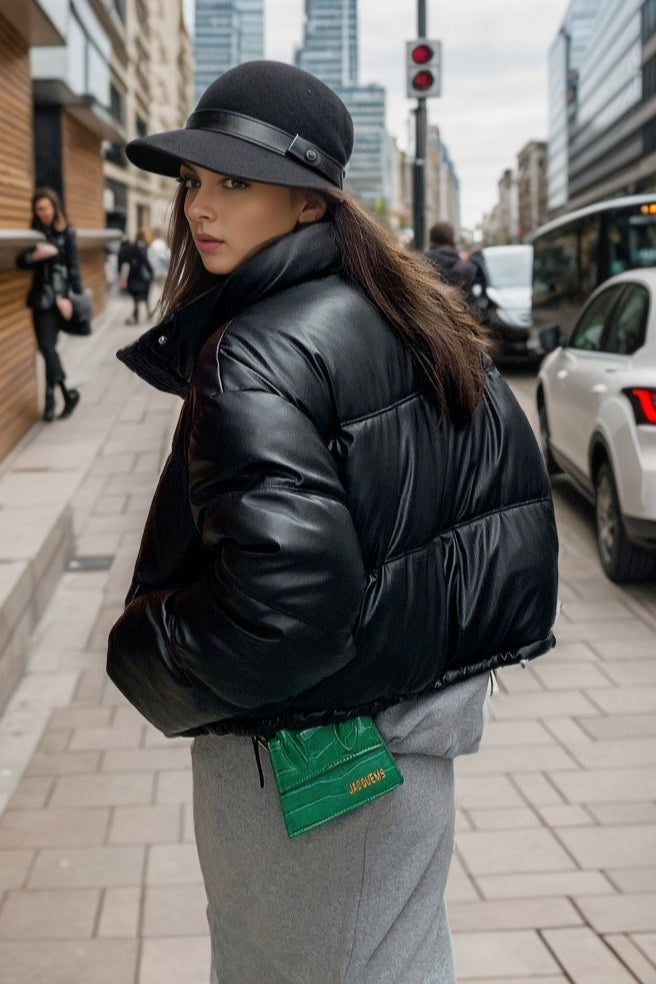 Luvik | Keinonahkaeristetty Puffer-takki