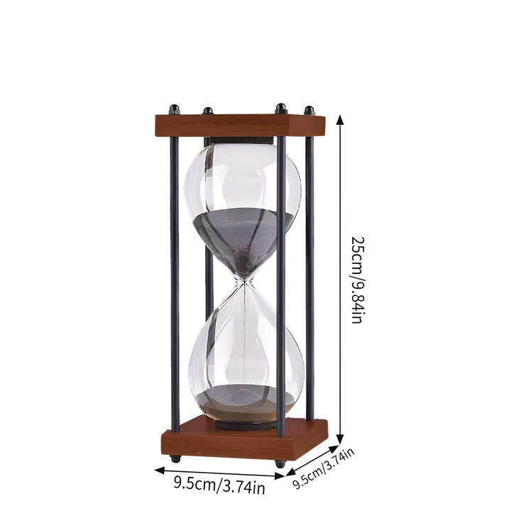 Gratis 60-minutters timeglass – Kreativ Dekorativ Retro Design i Svart | Metallramme med Ripebestandig Bunn | Luvikno