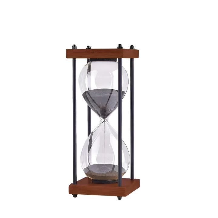 Gratis 60-minutters timeglass – Kreativ Dekorativ Retro Design i Svart | Metallramme med Ripebestandig Bunn | Luvikno