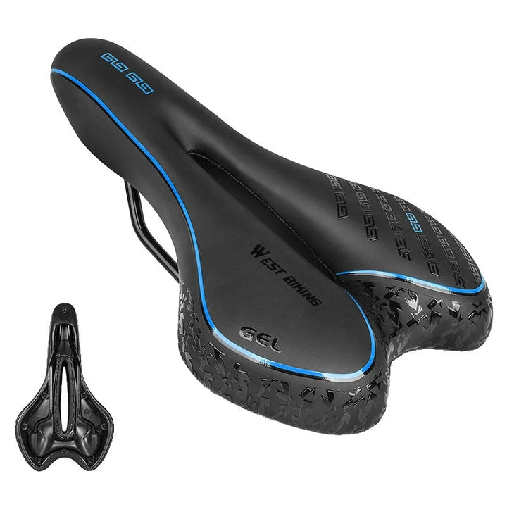 Luvikno | Gel Comfort Sykkelsadel – Den Mest Behagelige Sykkelsetet for Vei og MTB, Lettvekts PU Lær, Gel + Skum Polstring, 27cm x 16cm