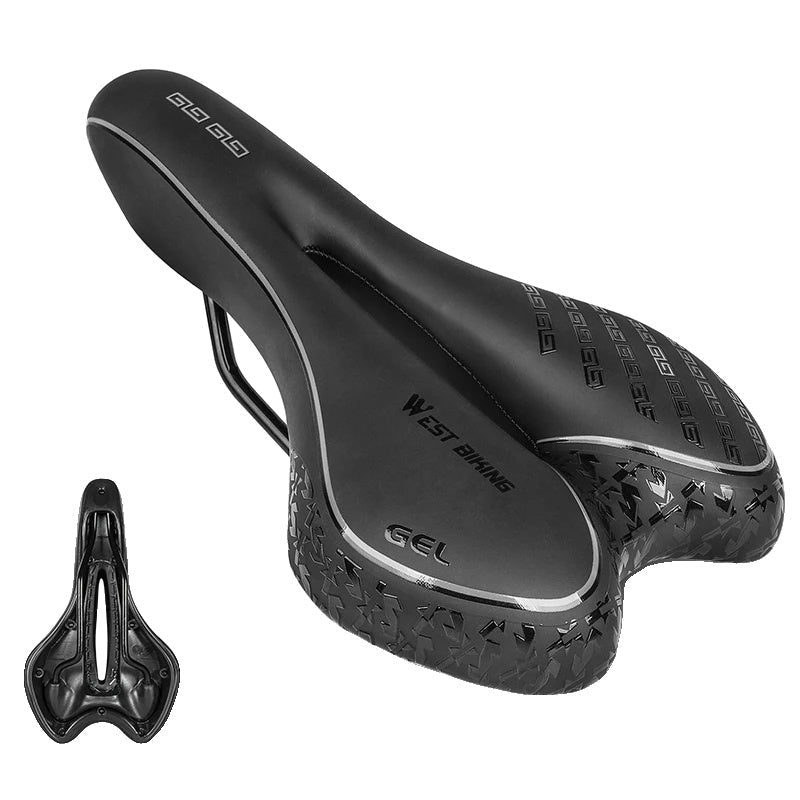 Luvikno | Gel Comfort Sykkelsadel – Den Mest Behagelige Sykkelsetet for Vei og MTB, Lettvekts PU Lær, Gel + Skum Polstring, 27cm x 16cm