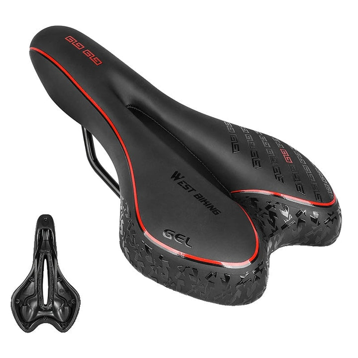 Luvikno | Gel Comfort Sykkelsadel – Den Mest Behagelige Sykkelsetet for Vei og MTB, Lettvekts PU Lær, Gel + Skum Polstring, 27cm x 16cm
