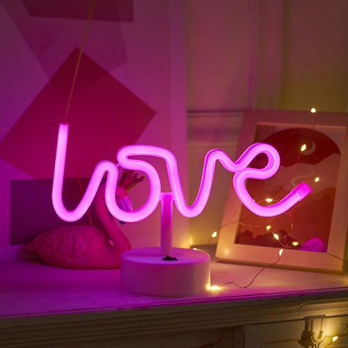 NeonLove Lampe – Belyst Neon Bordlampe for Fester Luvikno