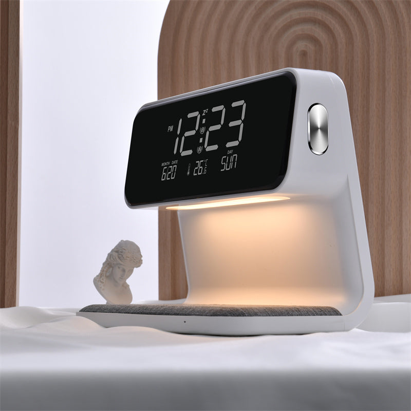 3-i-1 Nattbordlampe Lader Klokke | Luvikno