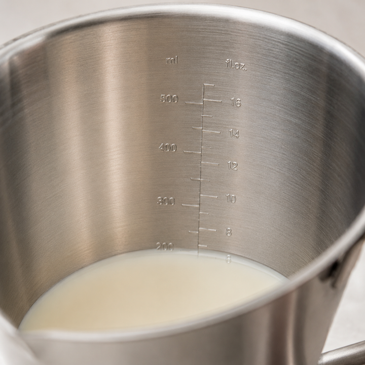 Målebeger rustfritt stål 0,5 L med intern merking | Luvikno