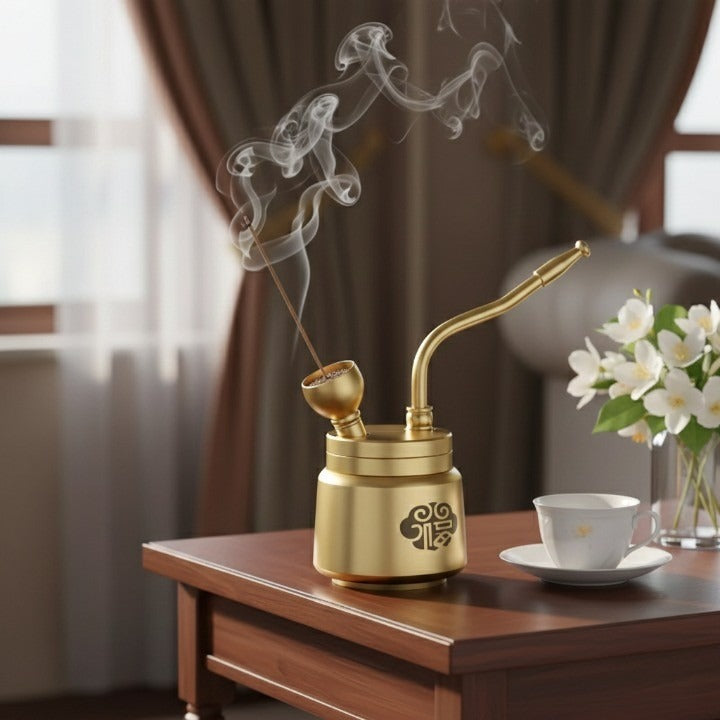 Artisan Brass Pipe Aromaterapi Røkelsebrenner | Luvikno