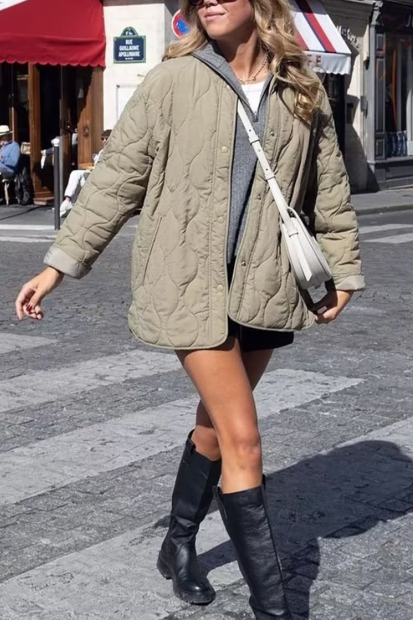 Luvik | Väri Rento Pyöreä Kaula Pehmustettu Takki