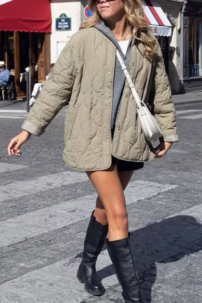 Luvik | Väri Rento Pyöreä Kaula Pehmustettu Takki