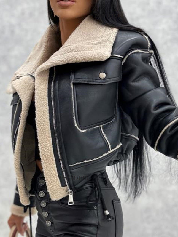 Luvik | Väri Vintage Lammasvillasta Valmistettu Lyhyt Vetoketjuntakki