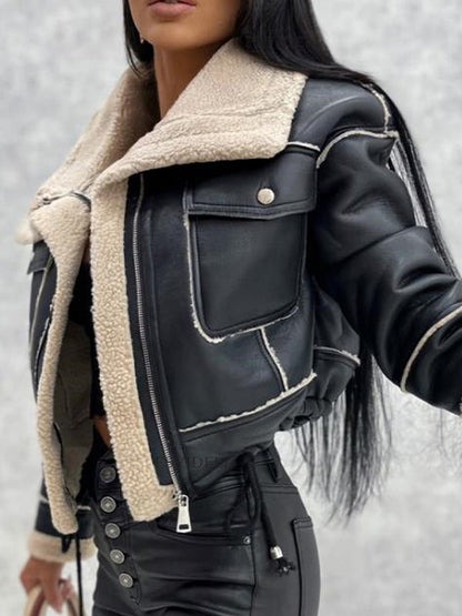 Luvik | Väri Vintage Lammasvillasta Valmistettu Lyhyt Vetoketjuntakki