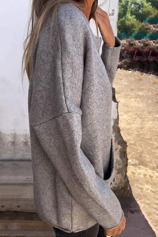 Luvik | Väri Pyöreä kaula-aukoitus Pitkähihaisessa Vapaa-ajan Vetoketju Tasku Neuletakki