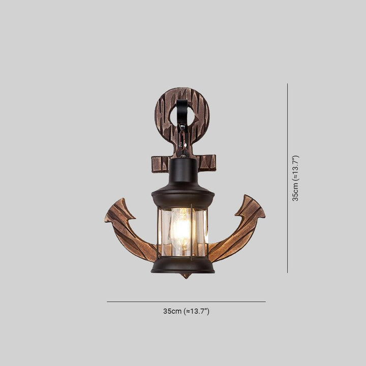 Rustikk tremarina vegglampe med lantern Luvikno