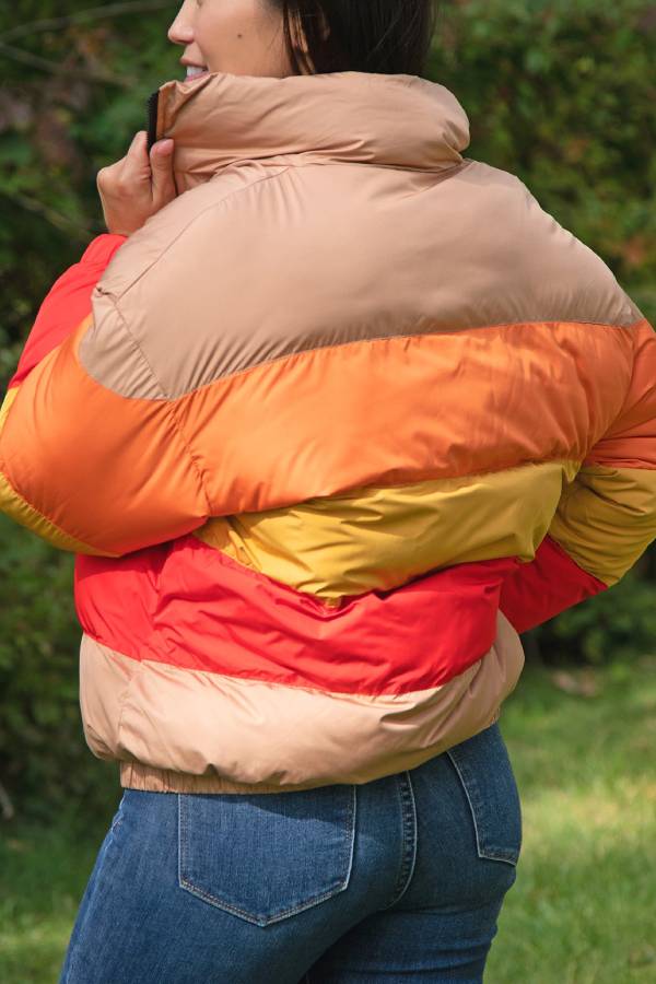 Luvik | Auringon väri-block-puffermantteli