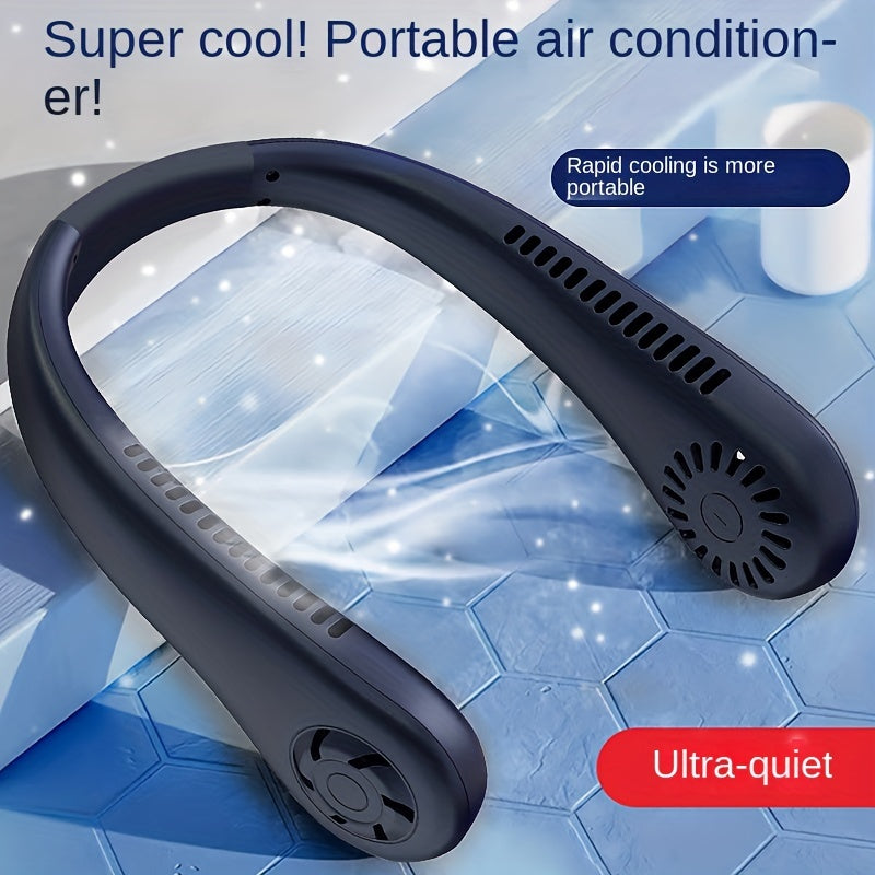 1pc Håndfri Bærbar Nakke Vifte - Oppladbar, Bladfri, og USB Drevet - Perfekt for Kontor og Reisebruk | Luvikno