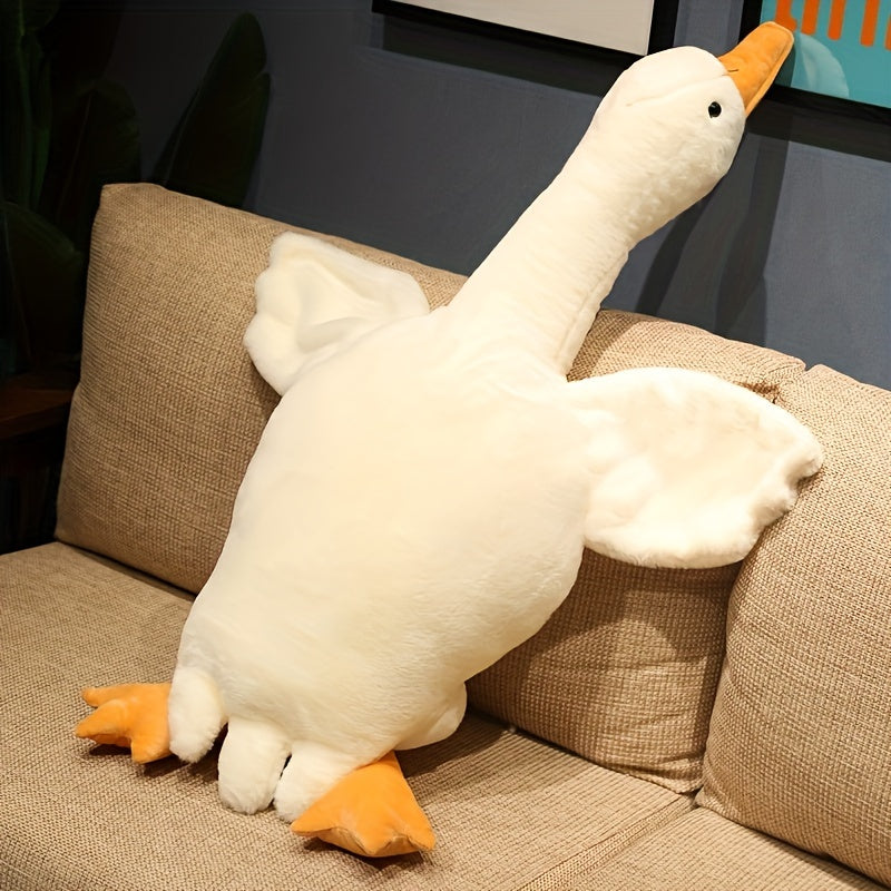 Soft White Duck Plush Toy - Large Swan/Gander Toy, Fluffy Floor Mat for Nursery and Home Decor | Luvikno