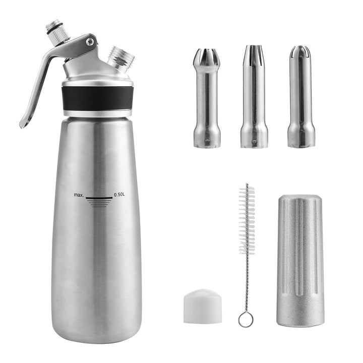 Sahne dispenser rustfritt stål med 3 dyser 500ml | Luvikno