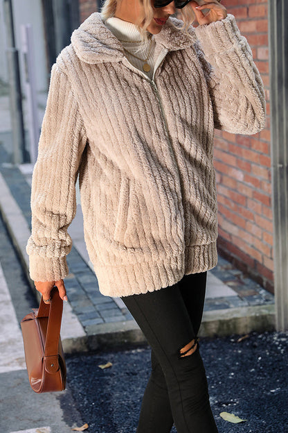 Luvik | Kaulus Vetoketju Pitkähiha Yksivärinen Keskipitkä Käännettävä Lämpöpäällys