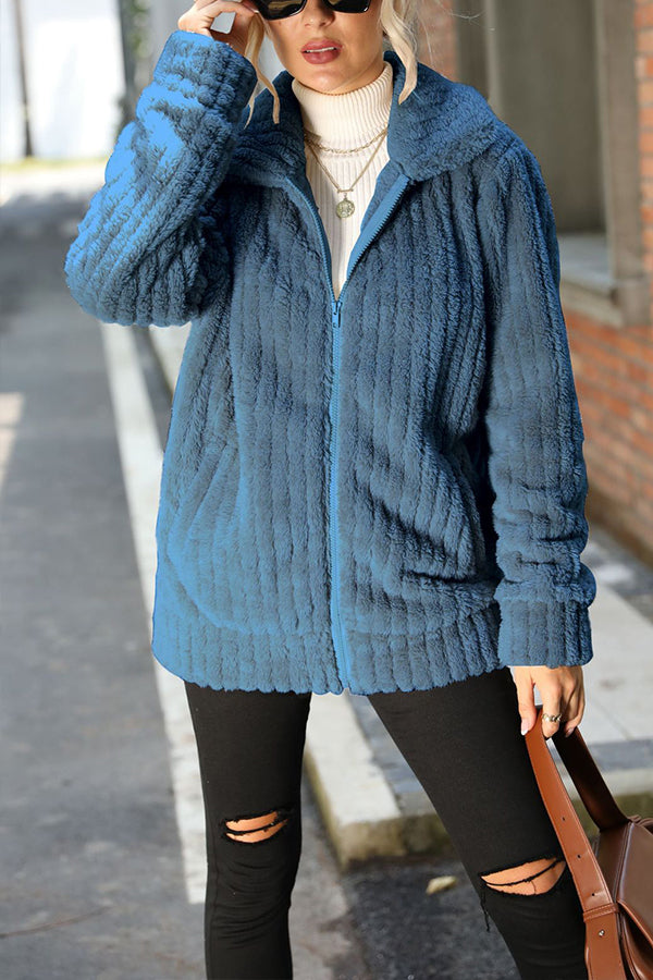 Luvik | Kaulus Vetoketju Pitkähiha Yksivärinen Keskipitkä Käännettävä Lämpöpäällys