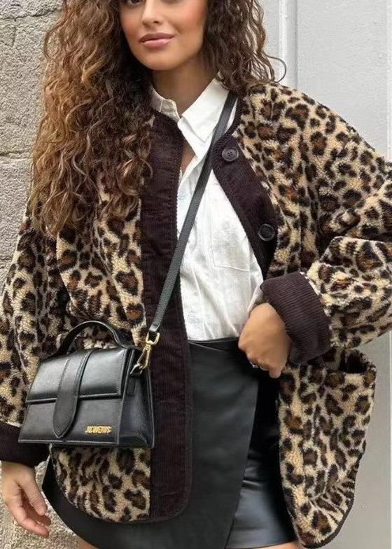 Luvik | Leopardmønster Løs Jakke