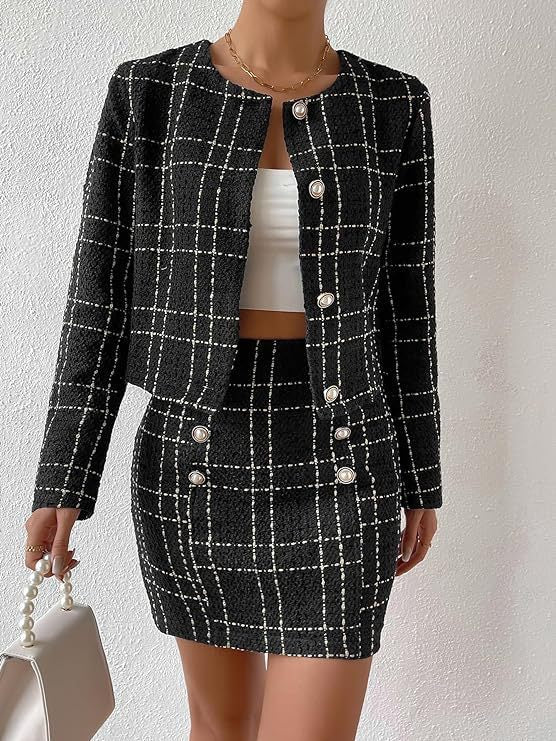 Luvik | Elegantti Ruudullinen Bleiseri Napilla