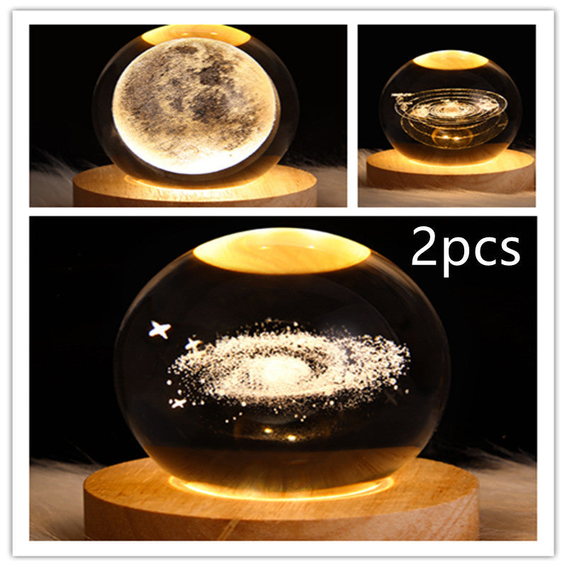 3D Galaxy Crystal Ball LED Nattlys | Luvikno